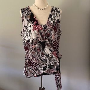 WHBM draped sleeveless top with faux-wrap